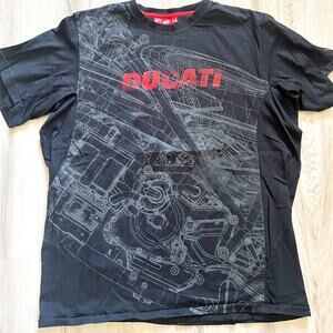 Ducati Racing x Puma Collaboration Black and Red Graphic Shirt Men Sz XL EUC